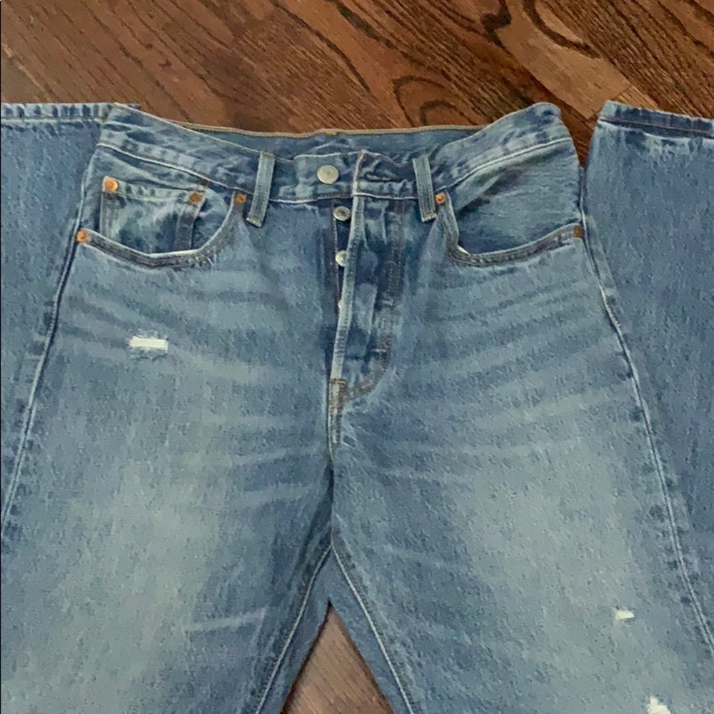 Levi’s high waisted distressed jeans